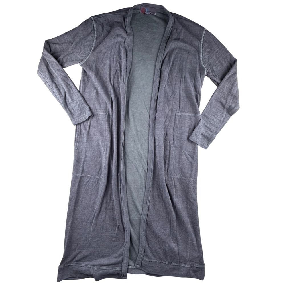 Free People‎ Duster Cardigan Sweater Womens Small Grey Open Front Pockets 0199